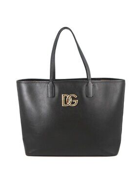 Dolce & Gabbana Tote Bag Fefe Shopping Leather & Black